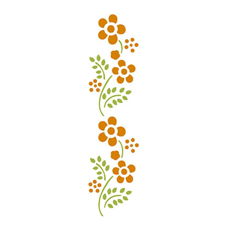 Stencil Pintura Simples Flores 17x6,5 Stp-056 - Litoarte