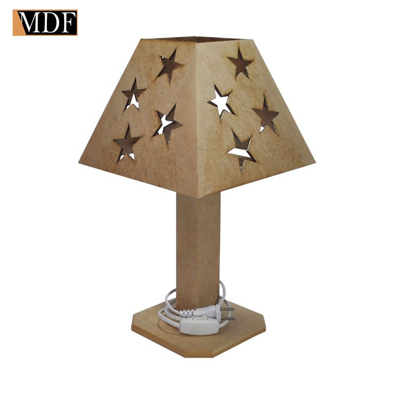 Abajur Bebê Estrela Bivolt 21x21x37 Mdf Madeira