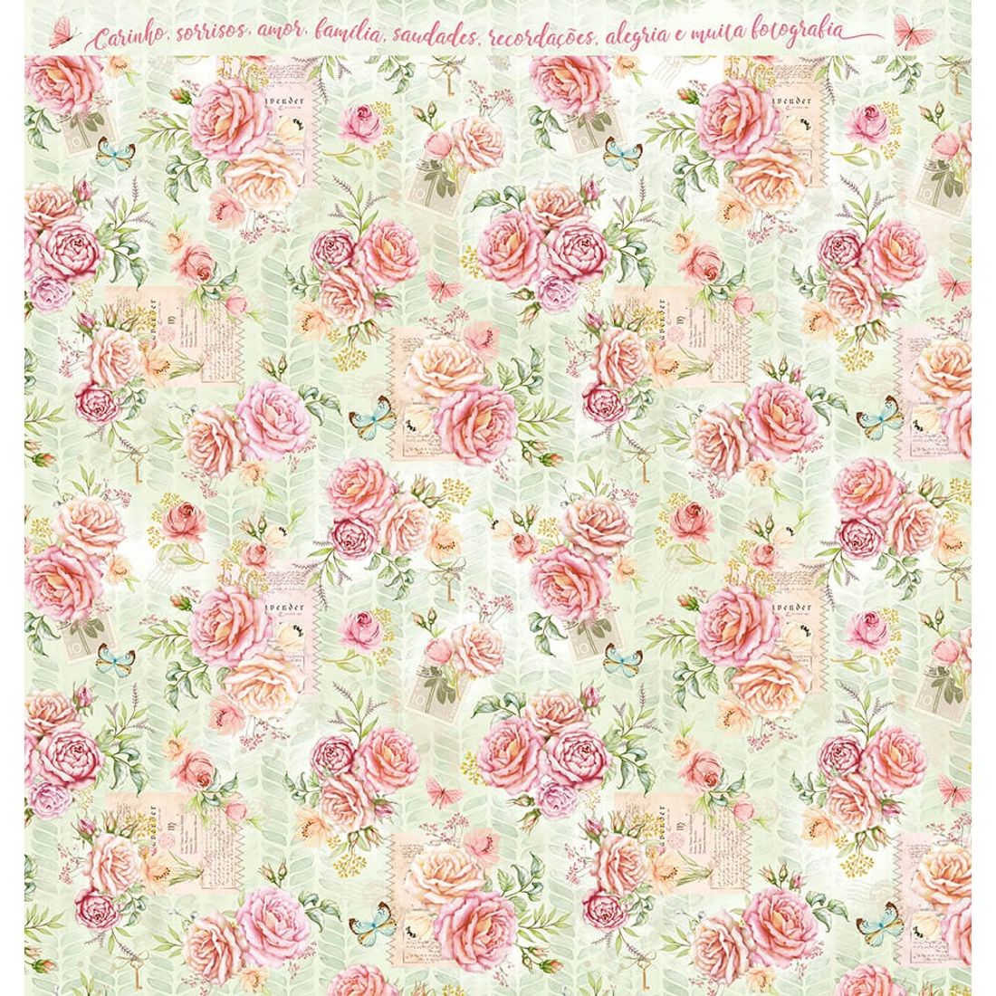 Papel Scrapbook Dupla Face Bons Momentos Cards Floral Sd-1154 30,5x30 ...