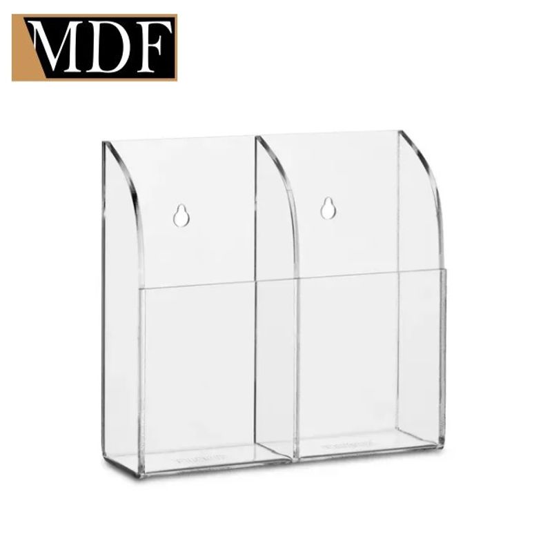 Porta Controle em Acrilico Parede ou Mesa com 2 Divisória 15x4x14 Colorido CRISTAL