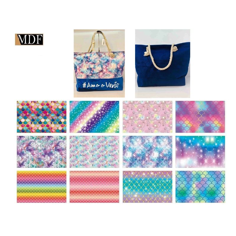 Bolsa Praia Bolsinha Brinde Estampa com Brilho Vários Modelos
