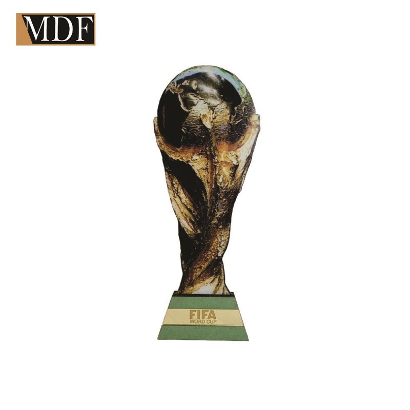 Troféu Mundial Copa do Mundo 30cm Enfeite Mdf Acrilico Espelhado