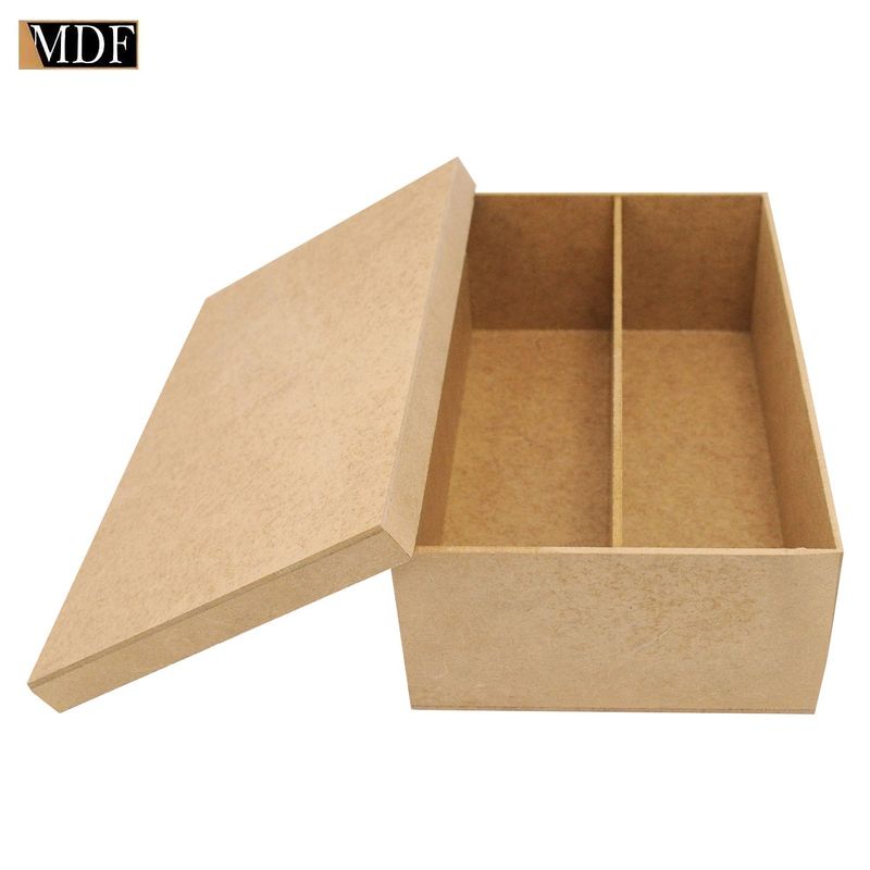 Kit 5 Caixa Retangular com 1 Divisória para Vinho e Taça 35x20x10 Mdf Madeira