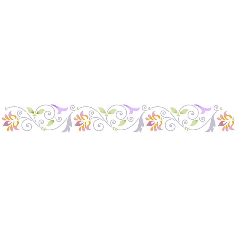 Stencil Pintura Vintage Arabescos Stb-049 28x4cm Litoarte