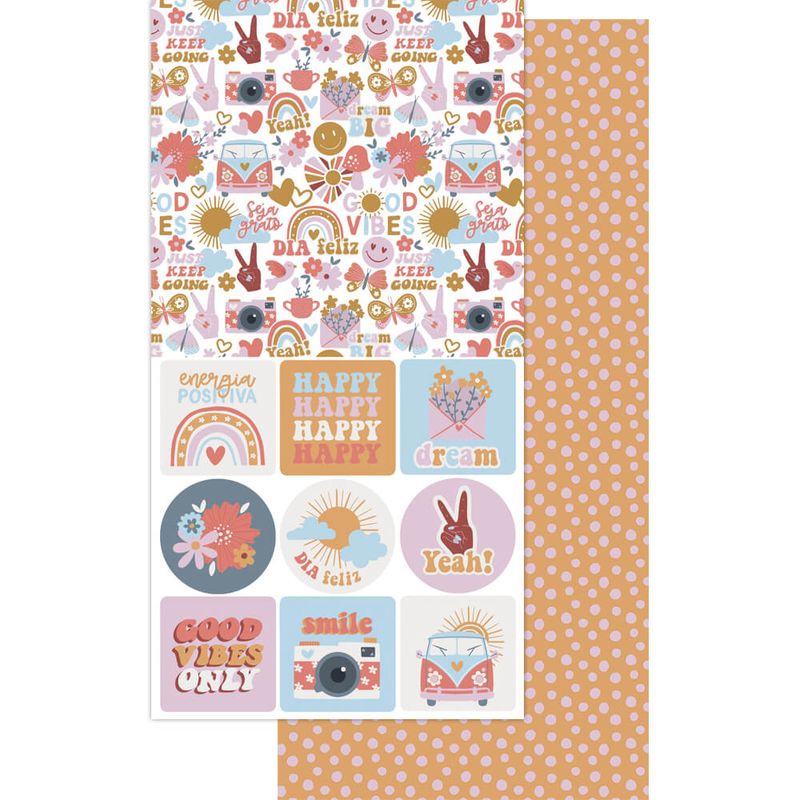 Kit 5 Papel Scrapbook Good Vibes Sdh-015 15x29,5cm Litoarte