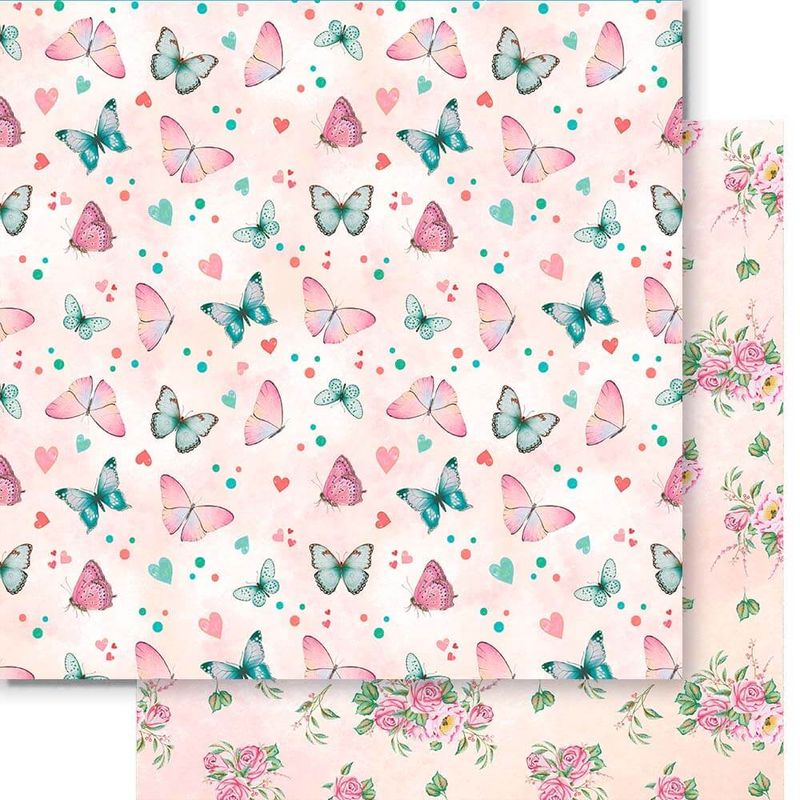 Papel Scrapbook Sd1-096 30,5x30,5cm Borboletas Litoarte