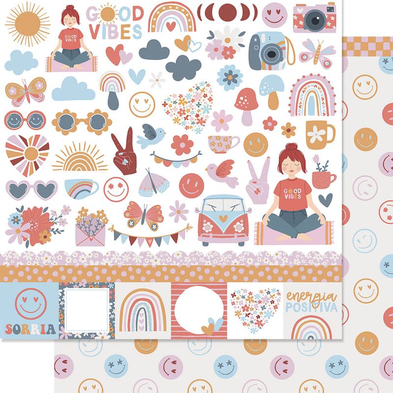 Papel Scrapbook Dupla Face Good Vibes Sd-1260 30,5x30,5cm Litoarte