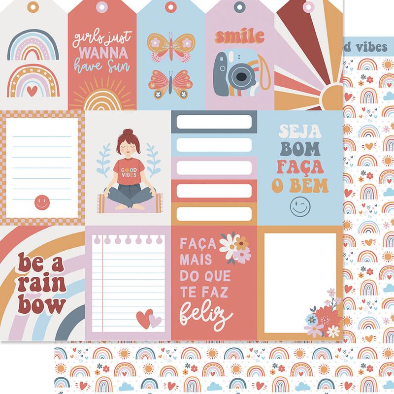Kit 5 Papel Scrapbook Dupla Face Cards Good Vibes Sd-1259 30,5x30,5cm Litoarte