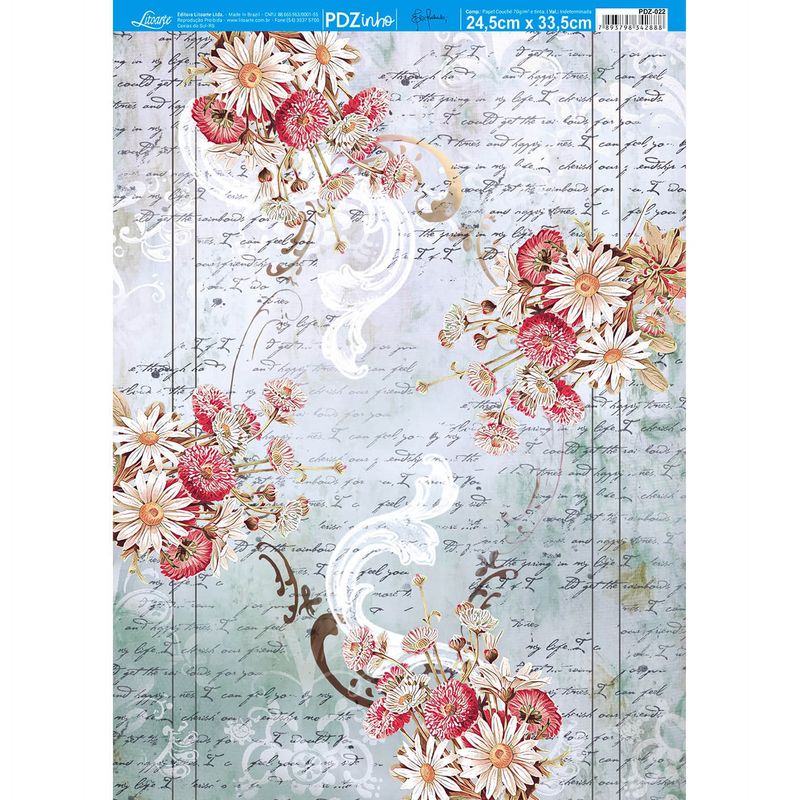 Papel Decoupage Flores com Arabescos Pdz-022 24,5x33cm Litoarte