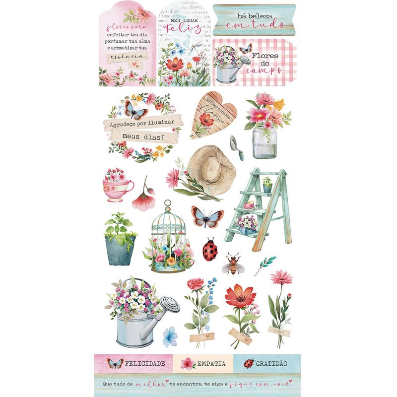 Apliques em Papel Recortado Die Cut Coleção Flores do Campo Ldc-039 Litoarte