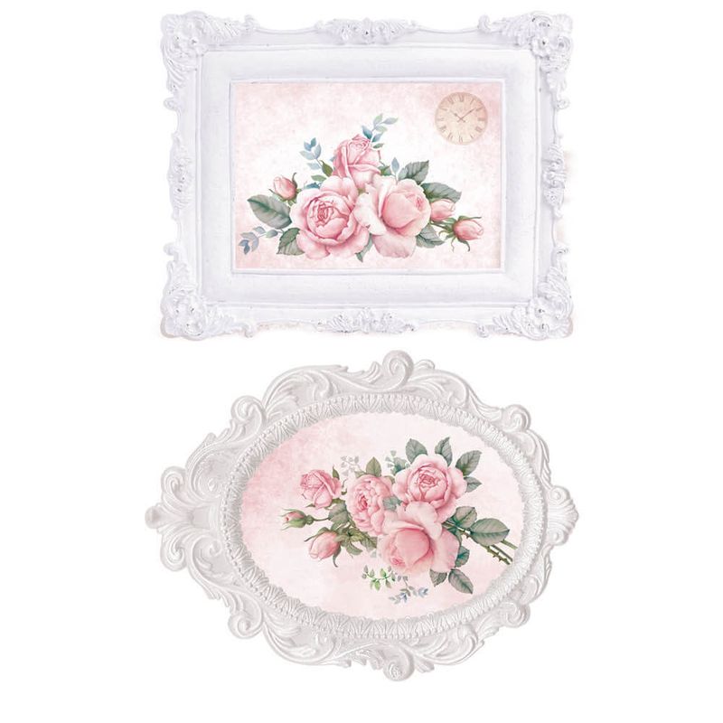 Aplique Decoupage Molduras com Rosas Apm4-492 em Papel e Mdf 4cm Litoarte