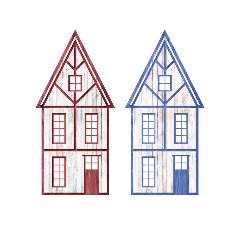 Kit 3 Aplique Decoupage Coleção Farm Casinhas Apm4-486 em Papel e Mdf 4cm Litoarte