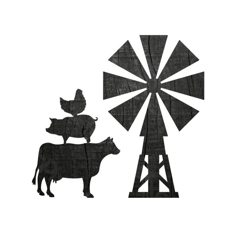 Kit 3 Aplique Decoupage Moinho e Animais Apm4-485 em Papel e Mdf 4cm Litoarte