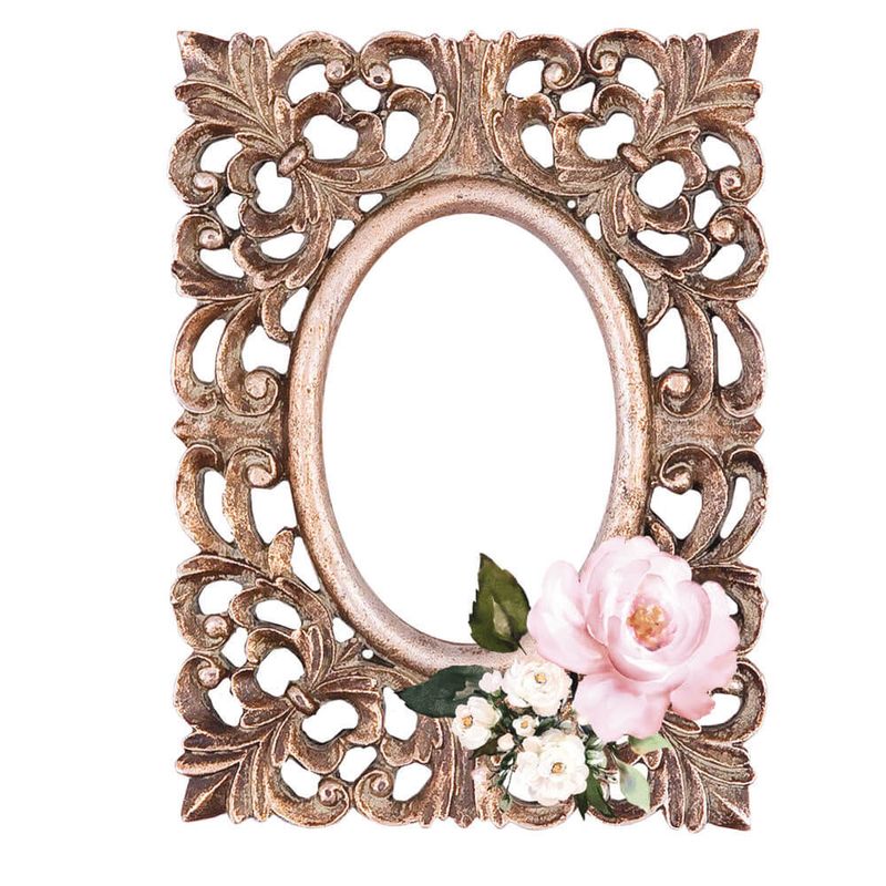 Kit 3 Aplique Papel Decoupage em Mdf Moldura com Rosa Apm8-1369 8cm Litoarte
