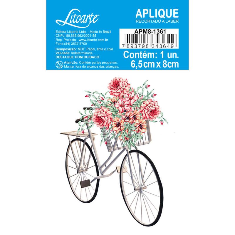 Aplique Papel Decoupage em Mdf Bicicleta com Flores Apm8-1361 8cm ...
