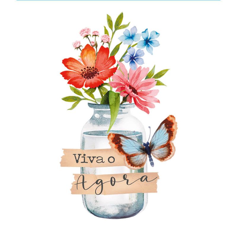 Kit 5 Aplique Papel Decoupage em Mdf Viva o Agora Apm8-1346 8cm Litoarte