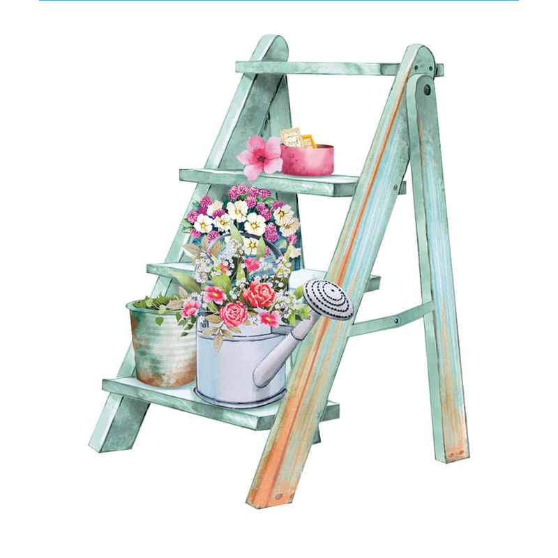 Aplique Papel Decoupage em Mdf Floreira e Regador Apm8-1349 8cm Litoarte