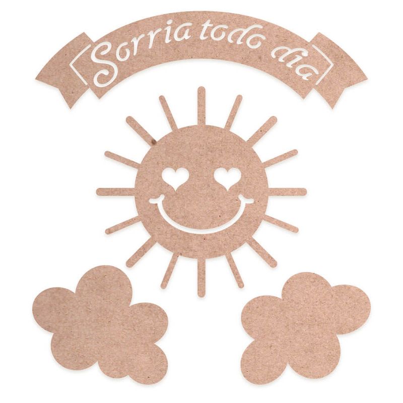 Aplique em Papel Cardboard Sorria Todo Dia Cbl-011 7,5x8,5cm Litoarte