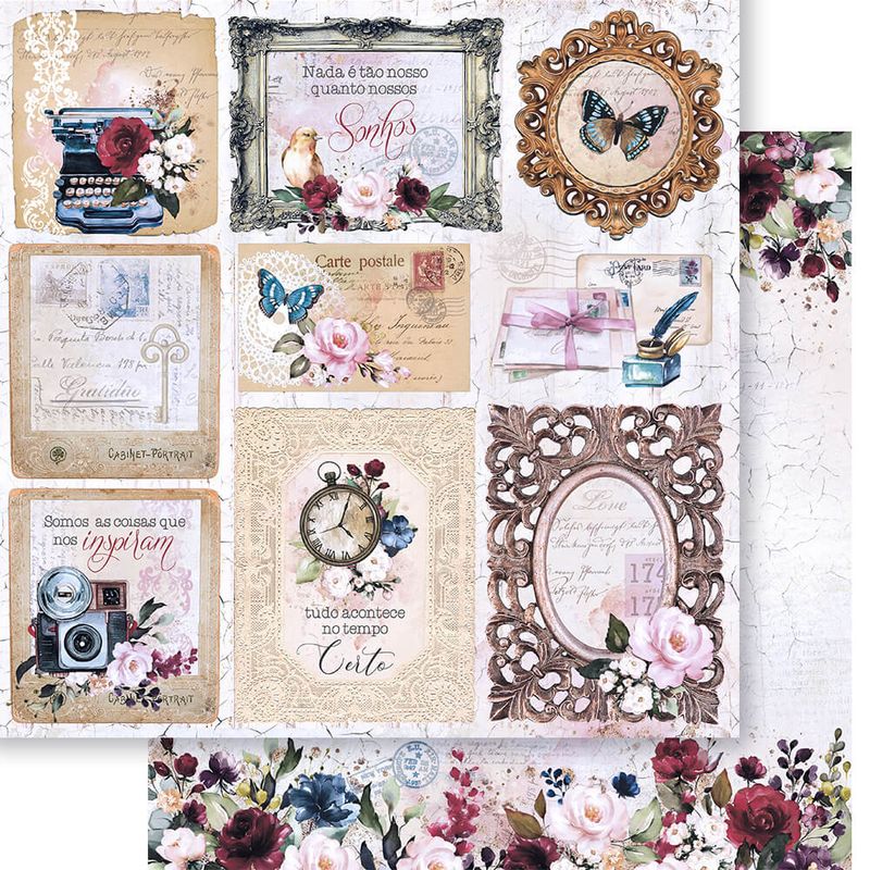 Papel Scrapbook Dupla Face Quadros Vintage Sd-1254 30,5x30,5cm Litoarte