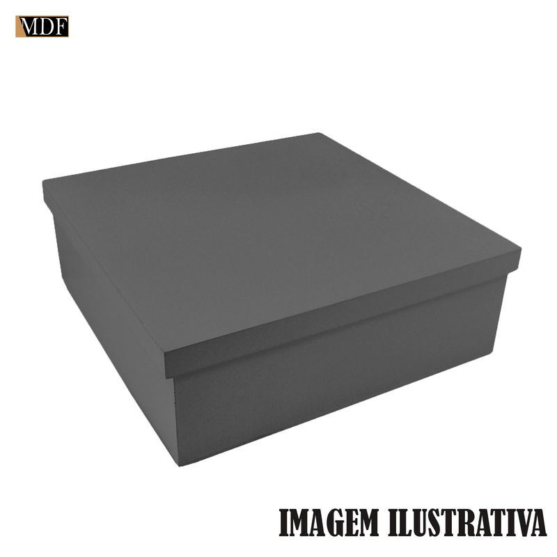 Caixa Quadrada Tampa de Sapato 20x20x8 Mdf Madeira Pintado CINZA