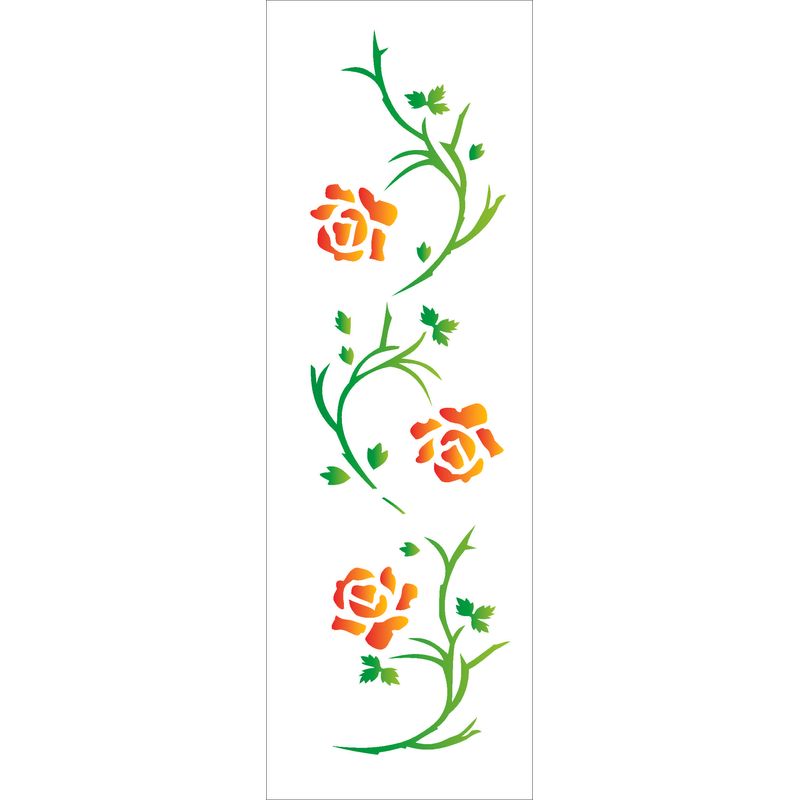 Stencil Simples Flores Rosas 339 10x30 Opa