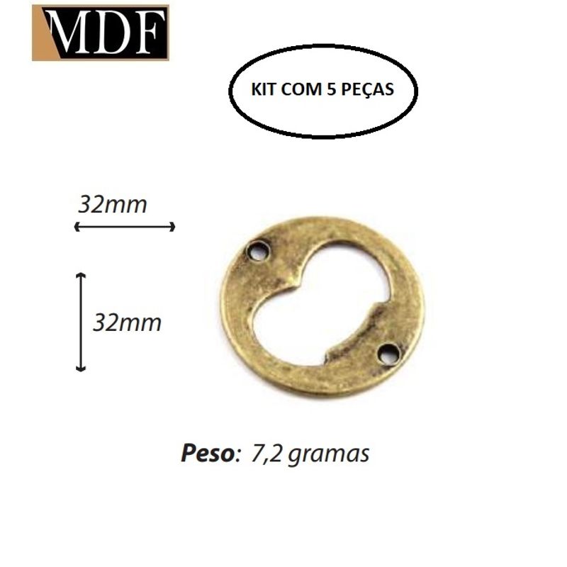 Kit 5 Abridor de Garrafa Redondo Acessório Decoração Churrasco NÍQUEL