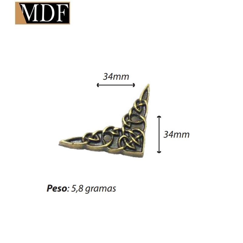 Cantoneira Aplique Entrelaços Acessório Artesanato DOURADO