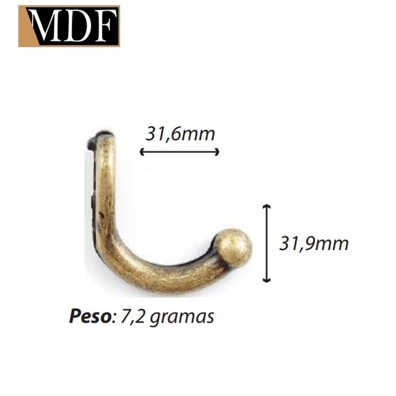 Gancho Liso G 31,9mm Acessório Artesanato DOURADO