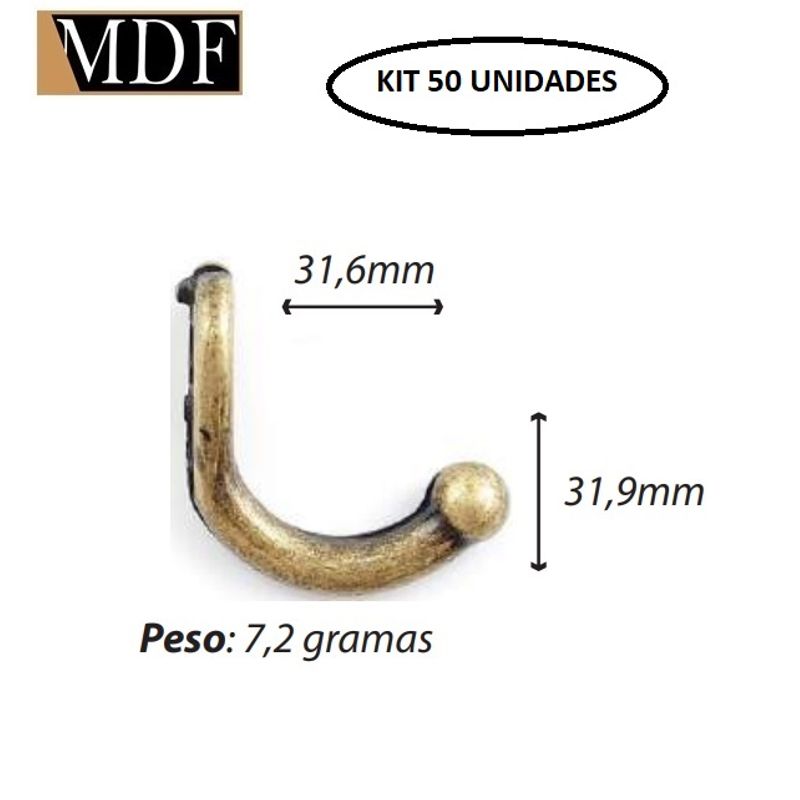 Kit 50 Gancho Liso G 31,9mm Acessório Artesanato DOURADO