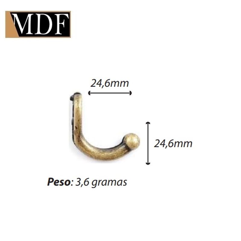 Gancho Liso M 24,6mm Acessório Artesanato DOURADO