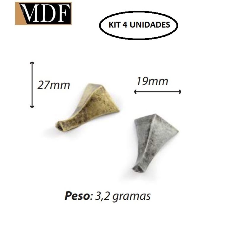 Kit 4 Pezinho Reto Liso 1,9 X 2,7cm Caixa e Bandeja Artesanato DOURADO