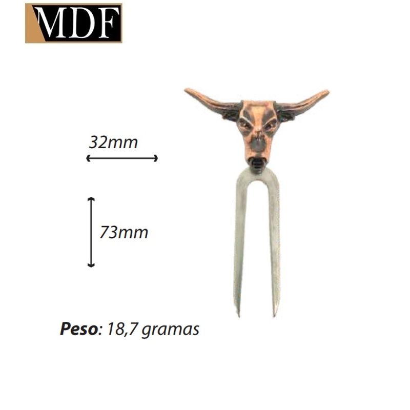 Espetinho Garfinho Petisco Boi Super Luxo Zamac NÍQUEL