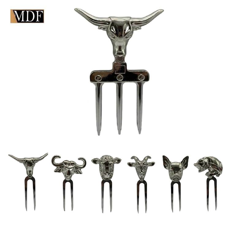 Kit 1 Garfo Tridente com 6 Garfinhos Petisco Super Luxo Zamaq NÍQUEL