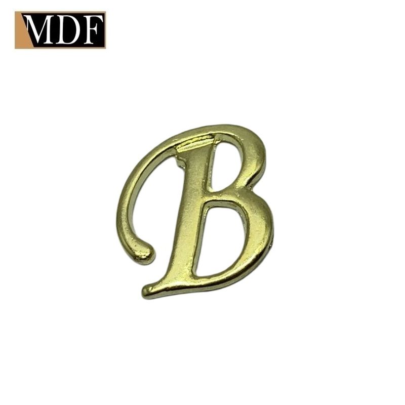 Letras do Alfabeto Apliques 2,22 X 2,56cm  Zamac Dourado LETRA B