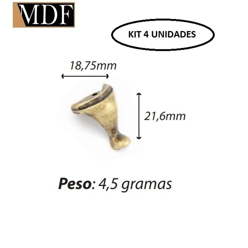 Kit 4 Pezinho Ondulado Liso P 1,85 X 2,16cm Caixa e Bandeja Artesanato DOURADO