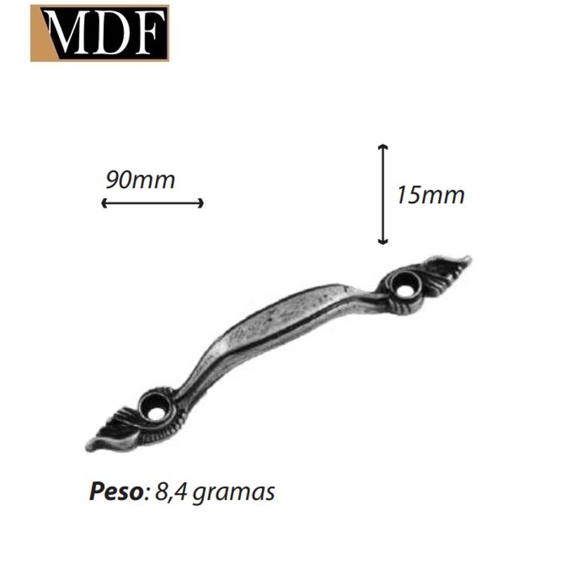 Puxador Pontas Trabalhadas G para Caixa e Bandeja 9 X 1,5cm Artesanato DOURADO