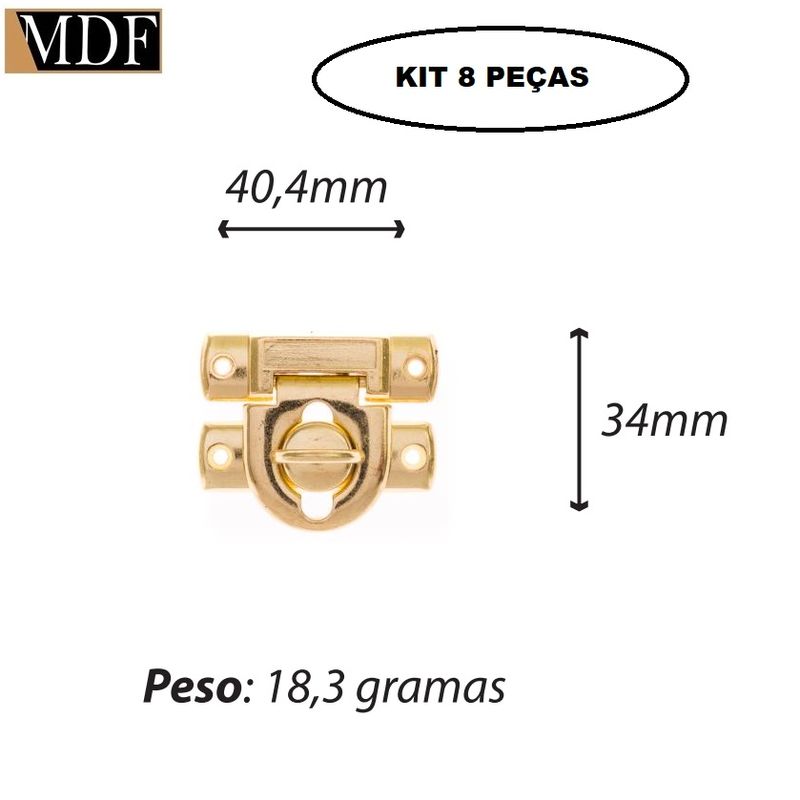 Kit 8 Fecho Cadeado Grande Dourado para Caixa Artesanato
