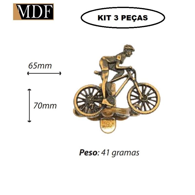 Kit 3 Abridor de Garrafa Ciclista Subida Acessório Decoração Churrasco OURO VELHO