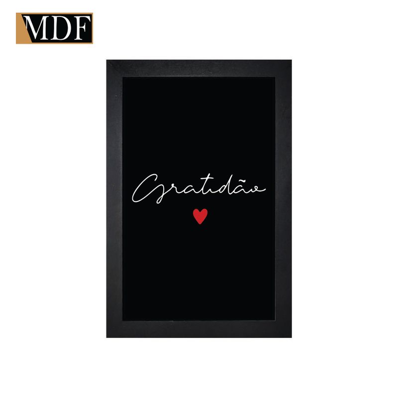 Quadro Decorativo Moldura Pintada Gel Gratidão 30x20 Mdf Adesivado