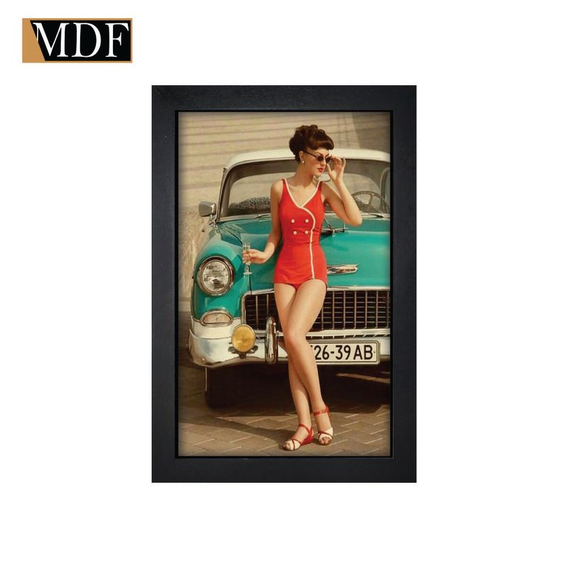 Quadro Decorativo Moldura Pintada Gel Vintage Anos 50 30x20 Mdf Adesivado