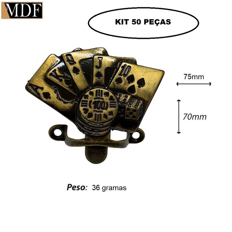 Kit 50 Abridor de Garrafa Baralho Poker Acessório Decoração Churrasco OURO VELHO