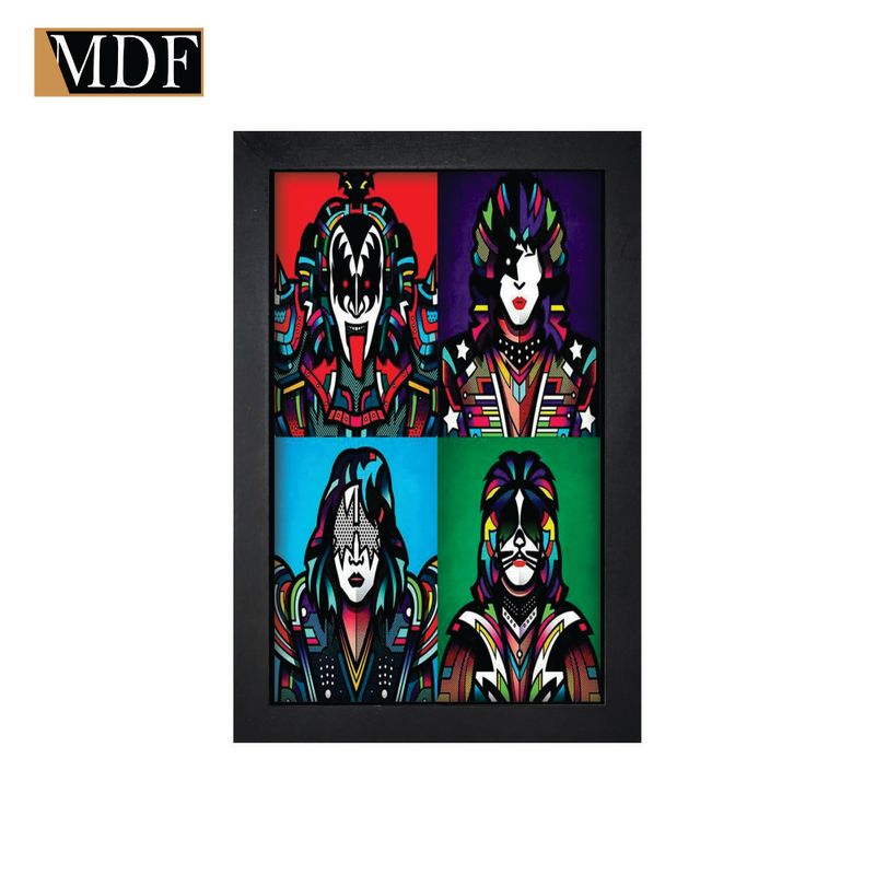 Quadro Decorativo Moldura Pintada Gel Banda Musical 24 30x20 Mdf Adesivado