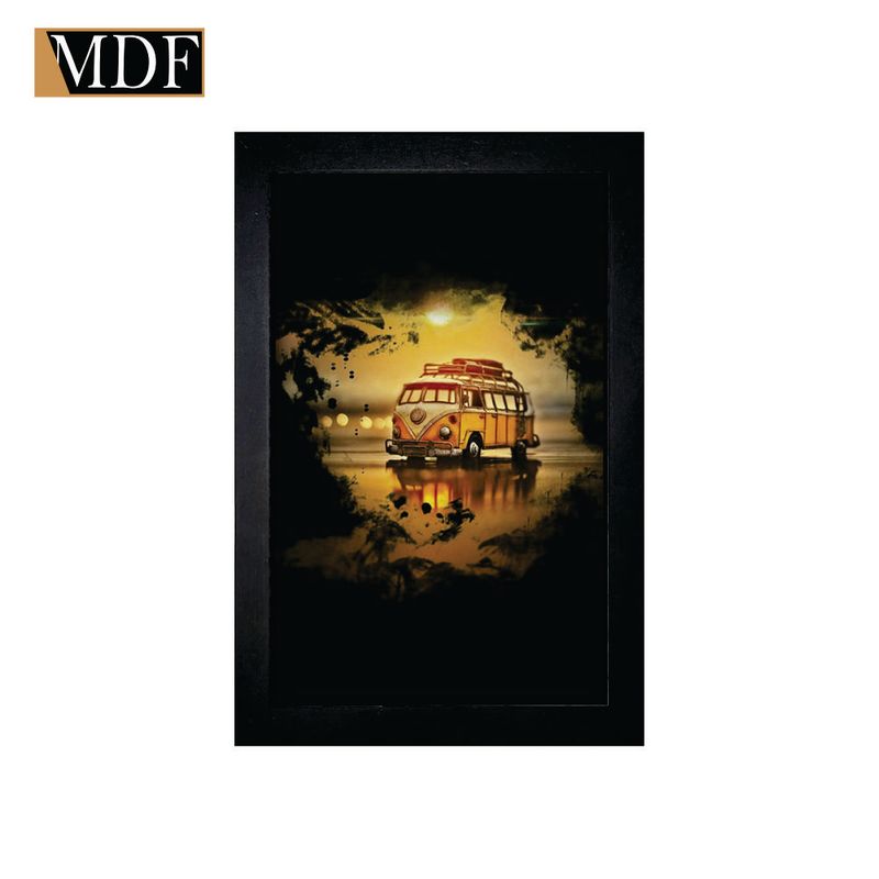 Quadro Decorativo Moldura Pintada Gel Kombi Pôr do Sol 30x20 Mdf Adesivado