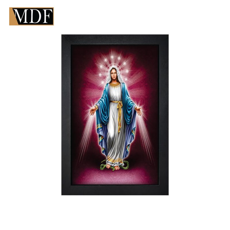 Quadro Decorativo Moldura Pintada Gel Nossa Senhora de Fátima 30x20 Mdf Adesivado