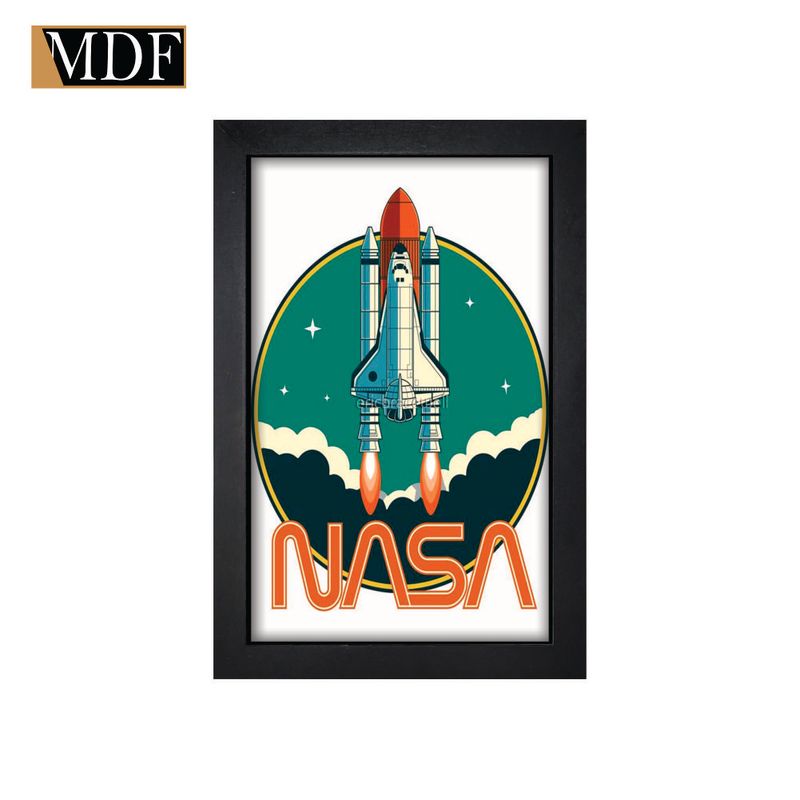 Quadro Decorativo Moldura Pintada Gel Foguete 30x20 Mdf Adesivado