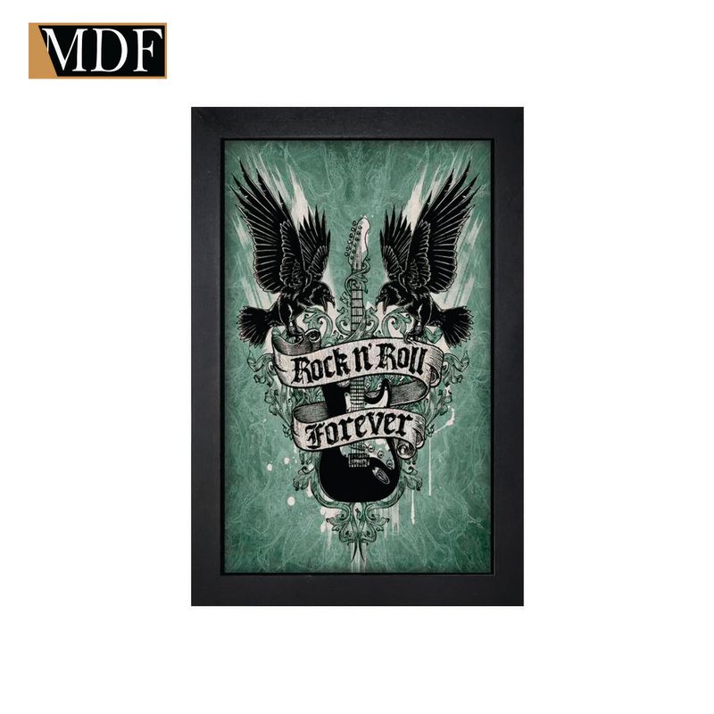 Quadro Moldura Pintada Rock N' Roll Forever 30x20 Mdf Adesivado