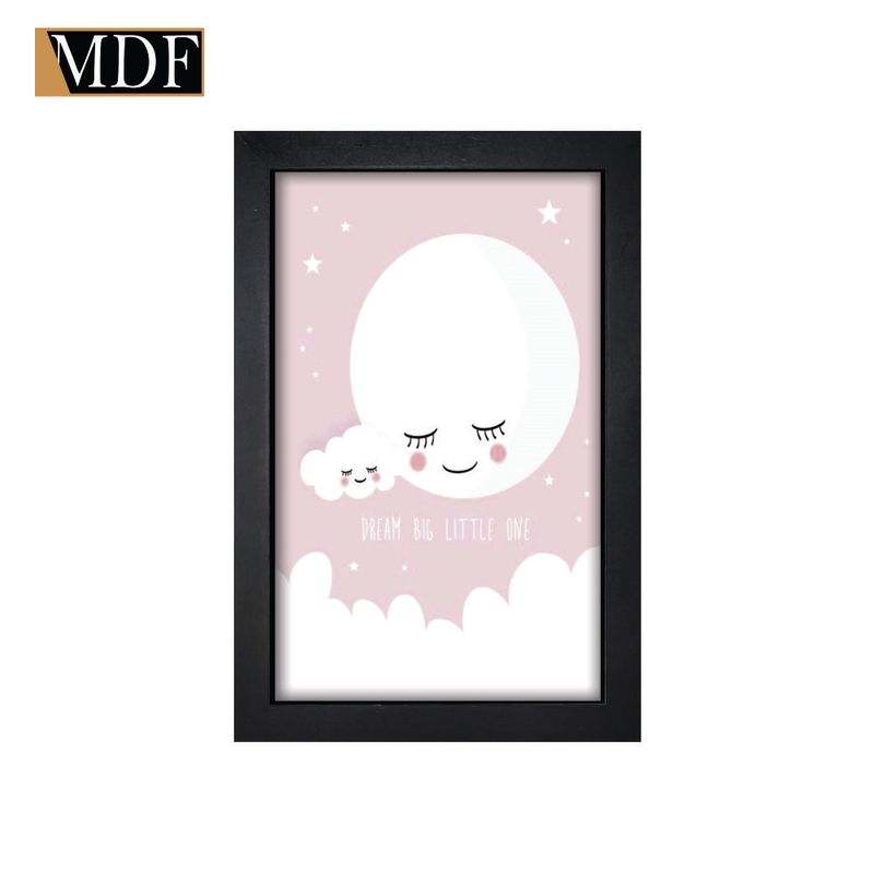Quadro Decorativo Moldura Pintada Gel Dream Big Little One 30x20 Mdf Adesivado