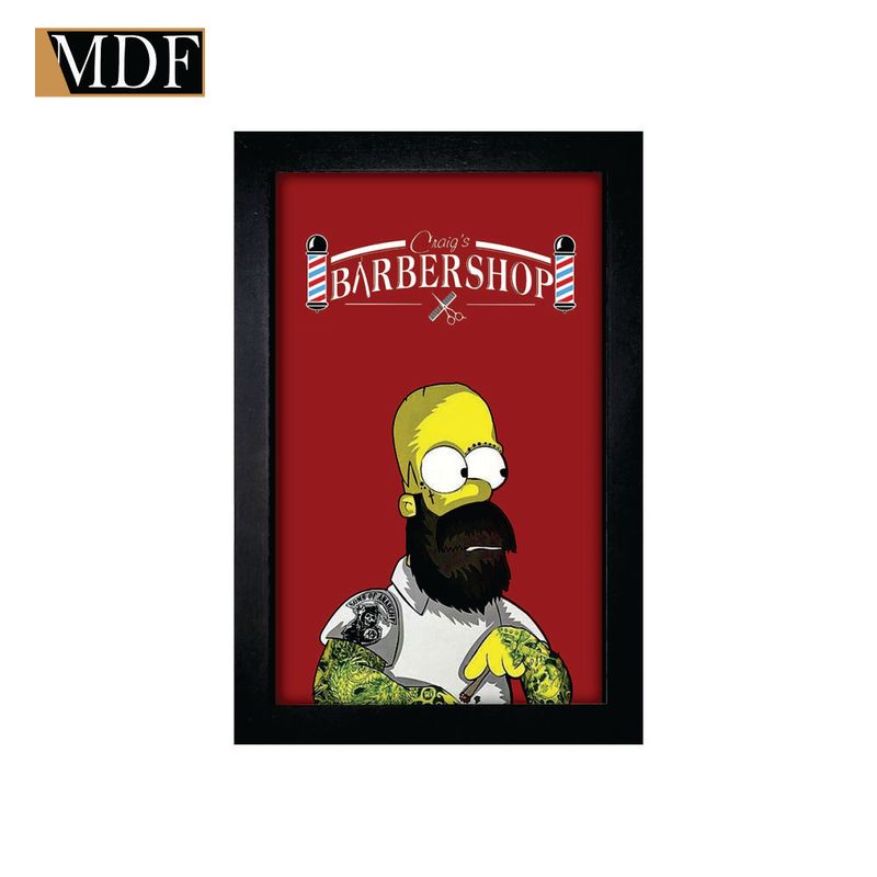 Quadro Decorativo Moldura Pintada Gel Barbershop 30x20 Mdf Adesivado
