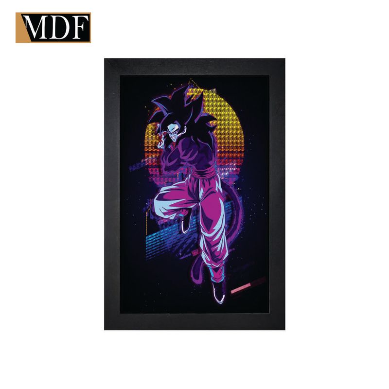 Quadro Decorativo Moldura Pintada Gel Anime 3 30x20 Mdf Adesivado