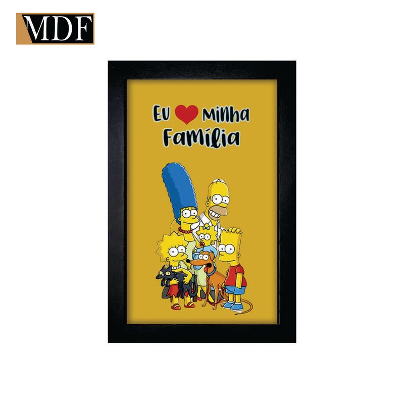 Quadro Decorativo Moldura Pintada Gel Eu Amo Minha Família 30x20 Mdf Adesivado
